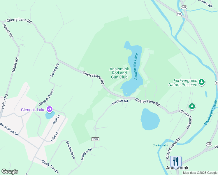 map of restaurants, bars, coffee shops, grocery stores, and more near 1389 Cherry Lane Road in East Stroudsburg