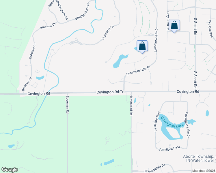 map of restaurants, bars, coffee shops, grocery stores, and more near 11107 Covington Road in Fort Wayne