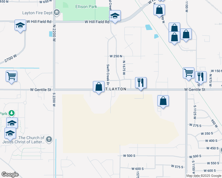 map of restaurants, bars, coffee shops, grocery stores, and more near in Layton