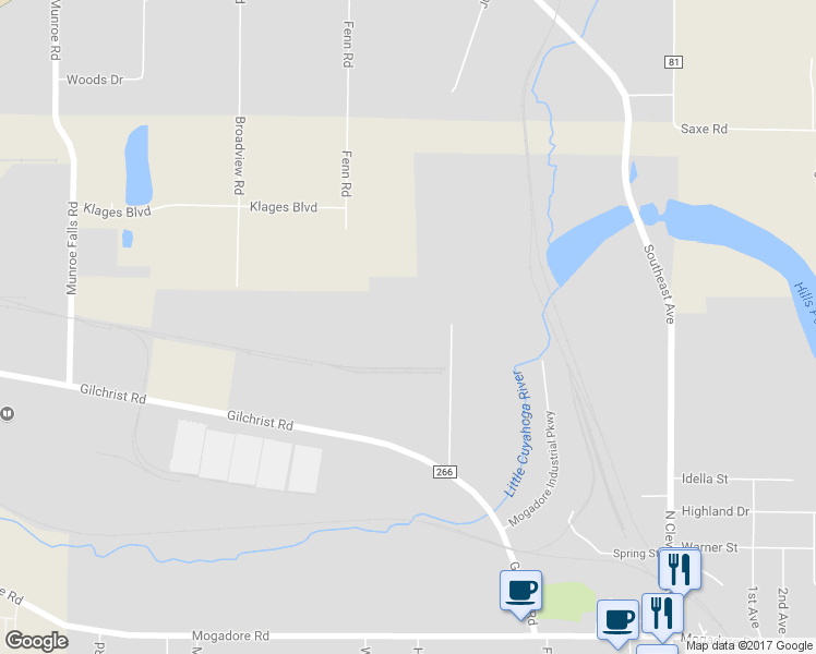 map of restaurants, bars, coffee shops, grocery stores, and more near 3455 Gilchrist Road in Mogadore