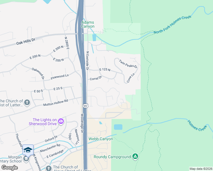 map of restaurants, bars, coffee shops, grocery stores, and more near 3040 Wind River Drive in Layton