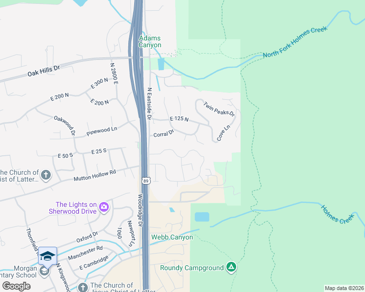 map of restaurants, bars, coffee shops, grocery stores, and more near 3040 Wind River Drive in Layton
