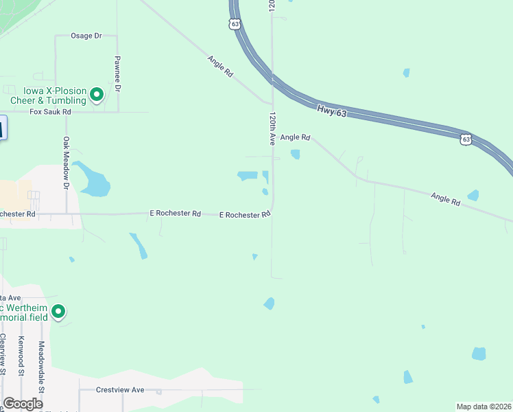 map of restaurants, bars, coffee shops, grocery stores, and more near 463 East Rochester Road in Ottumwa