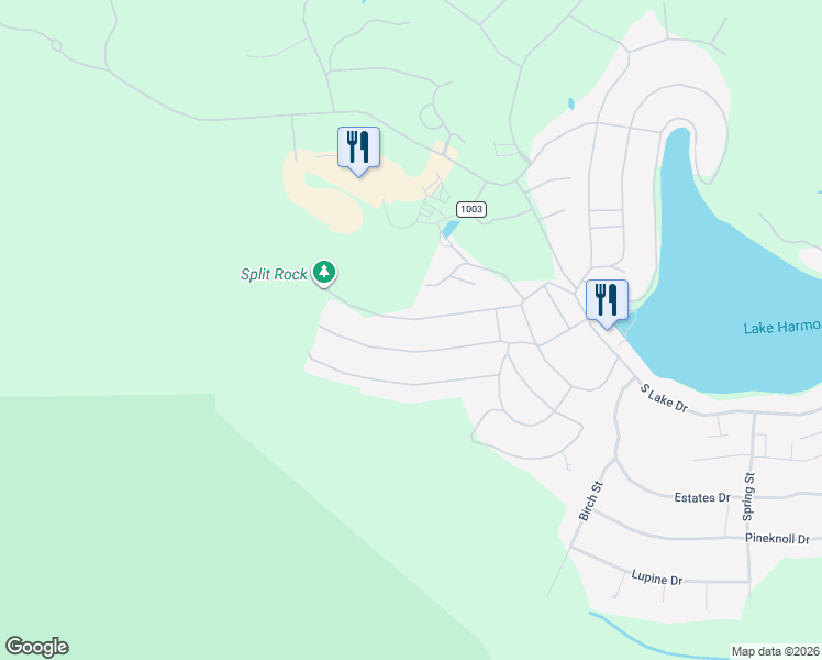 map of restaurants, bars, coffee shops, grocery stores, and more near 37 Split Rock Rd in Lake Harmony