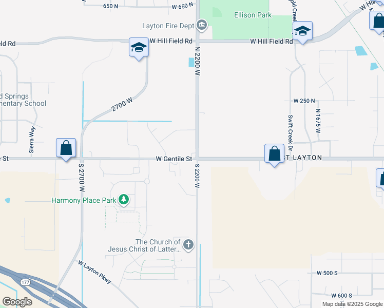 map of restaurants, bars, coffee shops, grocery stores, and more near 47 North 2200 West in Layton