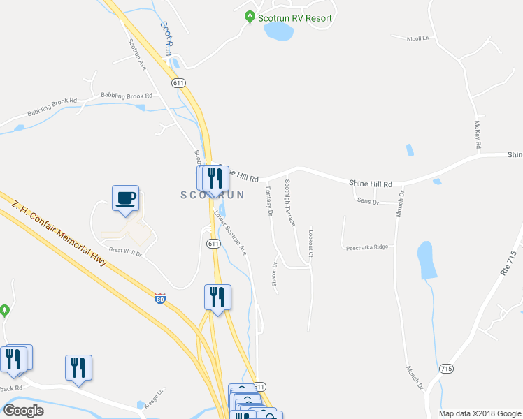 map of restaurants, bars, coffee shops, grocery stores, and more near 38 Fantasy Drive in Henryville