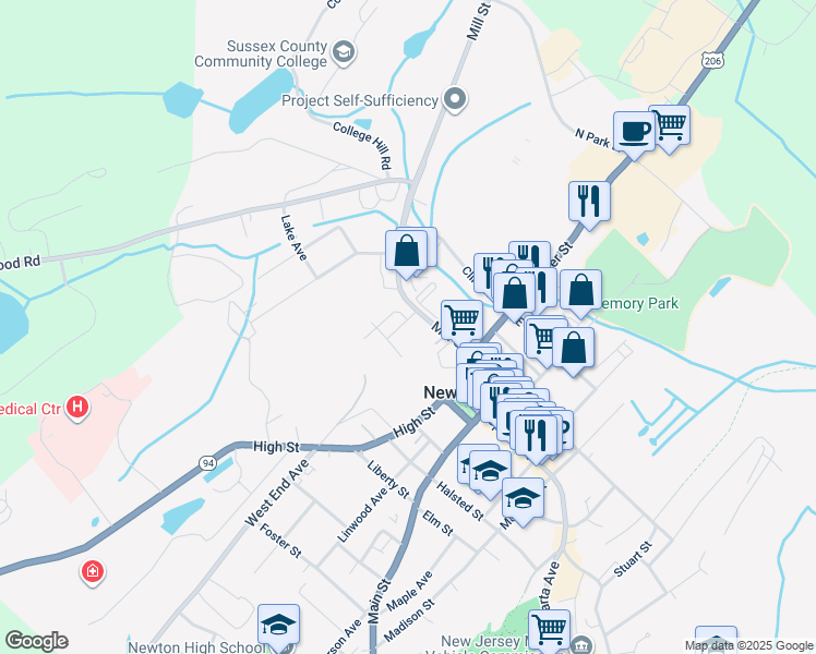 map of restaurants, bars, coffee shops, grocery stores, and more near 40 Mill Street in Newton