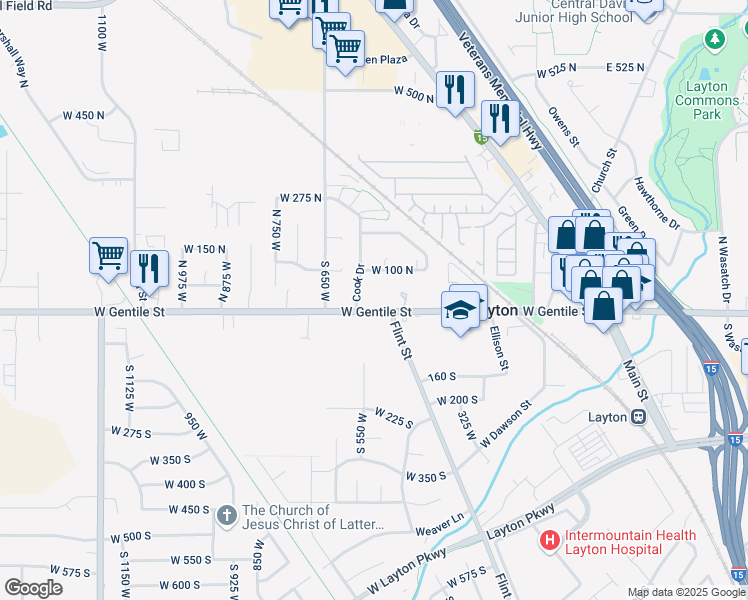 map of restaurants, bars, coffee shops, grocery stores, and more near 78 Cook Drive in Layton