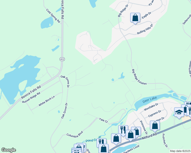map of restaurants, bars, coffee shops, grocery stores, and more near 60 Arbutus Lane in East Stroudsburg