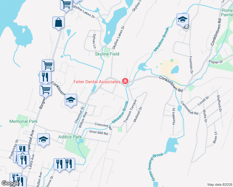 map of restaurants, bars, coffee shops, grocery stores, and more near 13J Brookside Heights in Wanaque