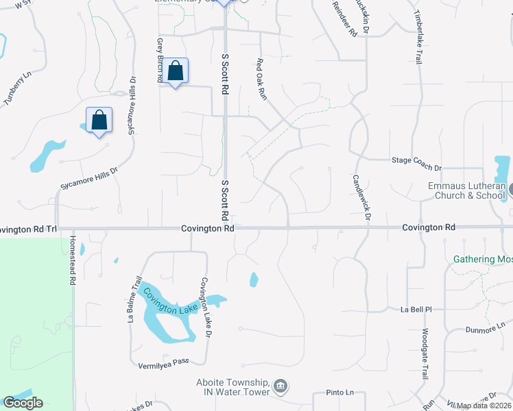 map of restaurants, bars, coffee shops, grocery stores, and more near 10114 Serpentine Cove in Fort Wayne