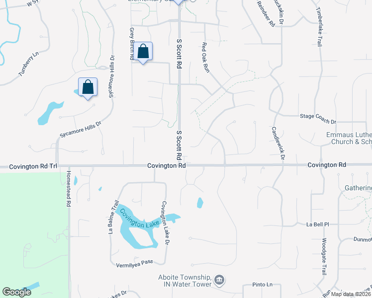 map of restaurants, bars, coffee shops, grocery stores, and more near 2144-2698 S Scott Rd in Fort Wayne