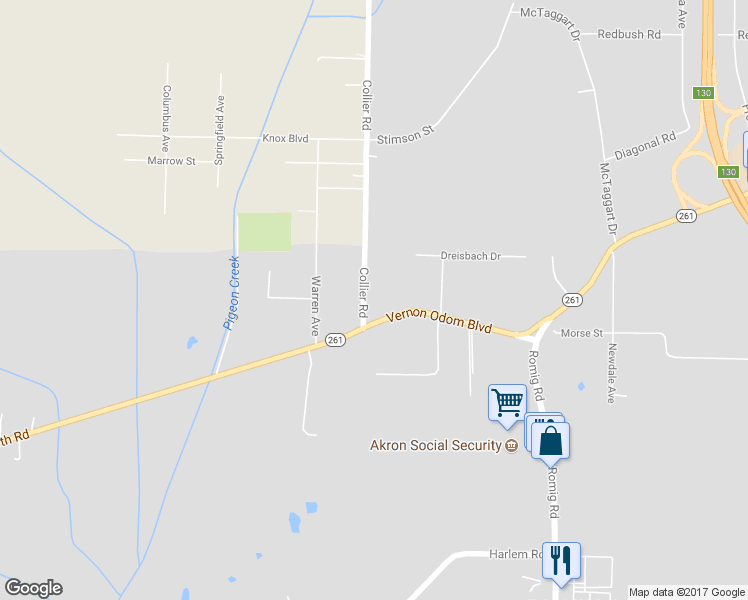 map of restaurants, bars, coffee shops, grocery stores, and more near 2035 Collier Road in Akron