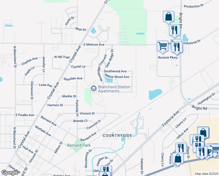 map of restaurants, bars, coffee shops, grocery stores, and more near 1417 Inglewood Avenue in Findlay