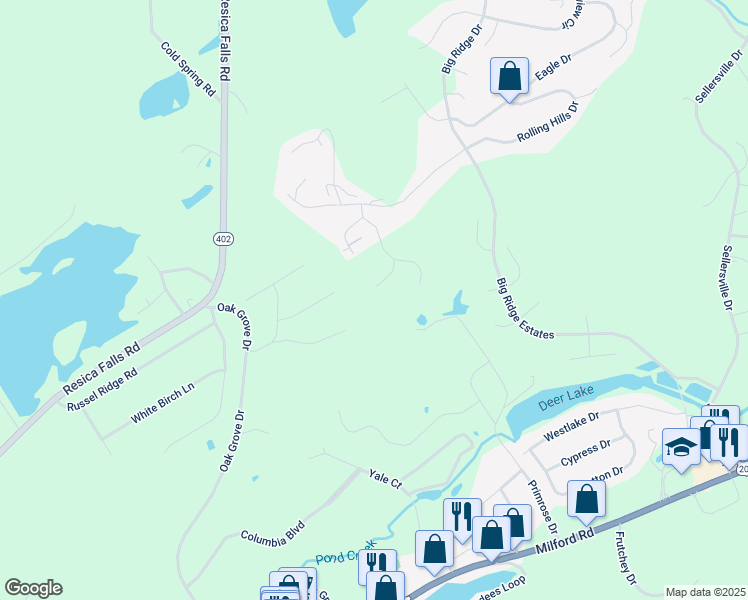 map of restaurants, bars, coffee shops, grocery stores, and more near 717 Franklin Court in East Stroudsburg