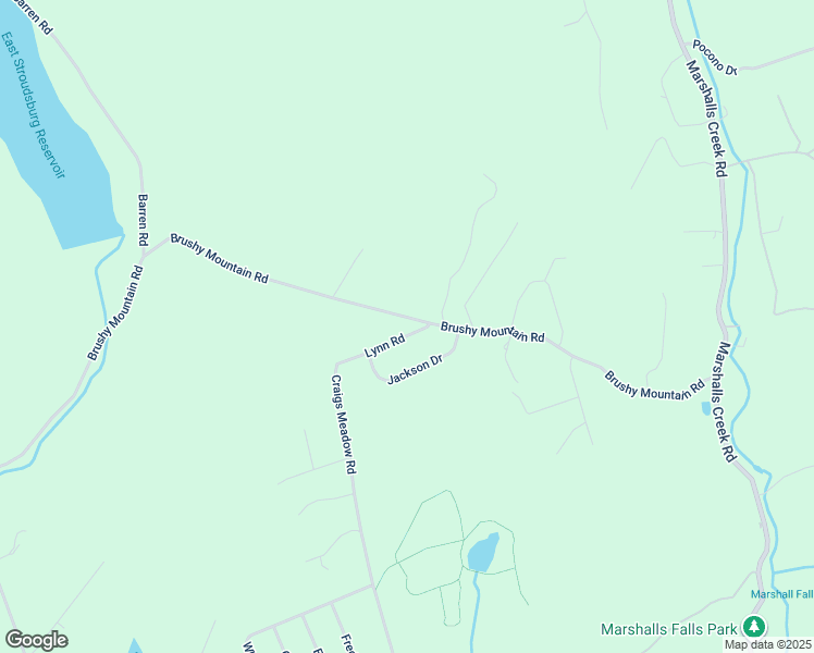 map of restaurants, bars, coffee shops, grocery stores, and more near 1576 Brushy Mountain Road in East Stroudsburg