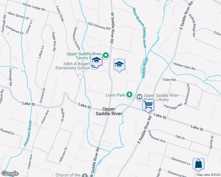 map of restaurants, bars, coffee shops, grocery stores, and more near 373 West Saddle River Road in Upper Saddle River