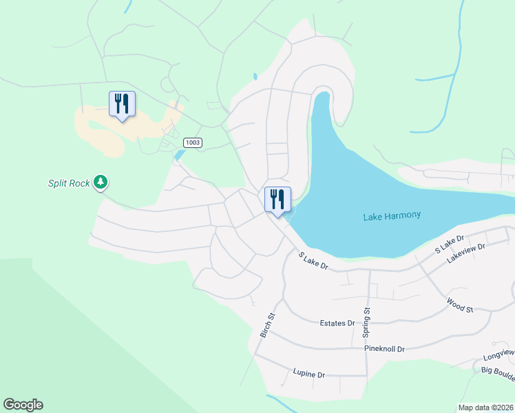 map of restaurants, bars, coffee shops, grocery stores, and more near in Lake Harmony