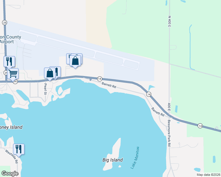 map of restaurants, bars, coffee shops, grocery stores, and more near 2616-3098 Barrett Road in Rochester