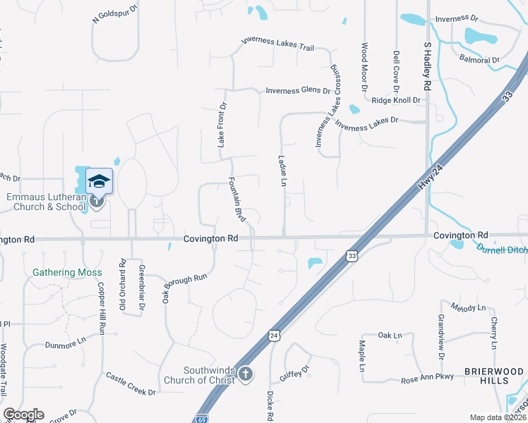 map of restaurants, bars, coffee shops, grocery stores, and more near 7938 Hidden Cove Boulevard in Fort Wayne