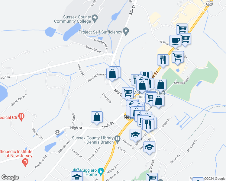 map of restaurants, bars, coffee shops, grocery stores, and more near 40 Mill Street in Newton