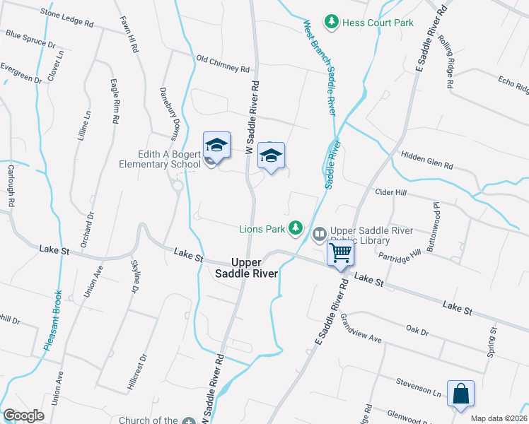 map of restaurants, bars, coffee shops, grocery stores, and more near 376 West Saddle River Road in Upper Saddle River