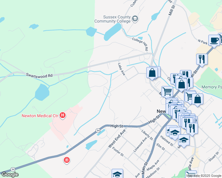 map of restaurants, bars, coffee shops, grocery stores, and more near 64 Hillside Terrace in Newton