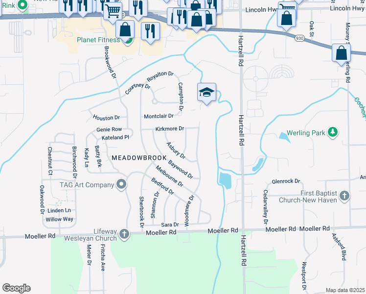 map of restaurants, bars, coffee shops, grocery stores, and more near 1226 Braeburn Drive in New Haven