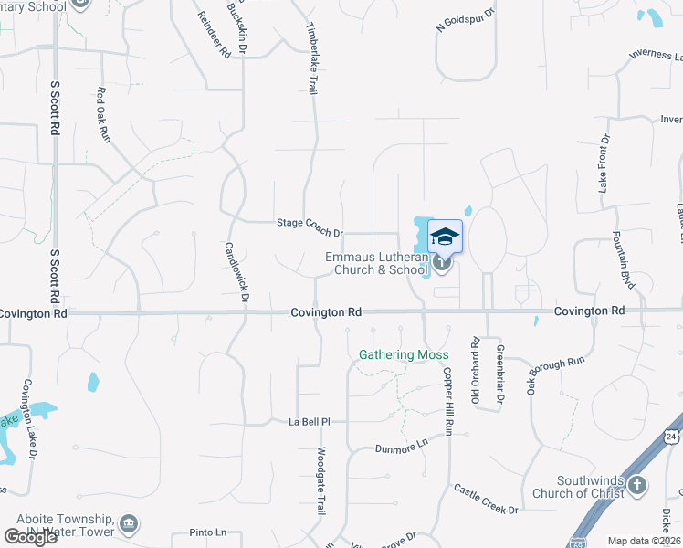 map of restaurants, bars, coffee shops, grocery stores, and more near 2509 Windsong Court in Fort Wayne