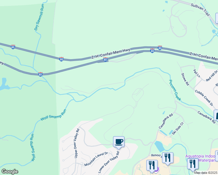 map of restaurants, bars, coffee shops, grocery stores, and more near 235 Wilke Road in Tannersville