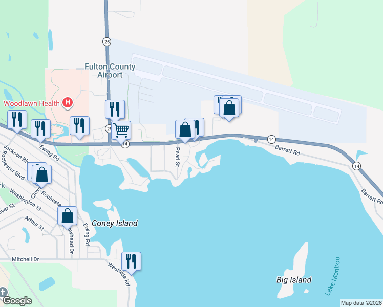 map of restaurants, bars, coffee shops, grocery stores, and more near 2133 Boulevard Street in Rochester