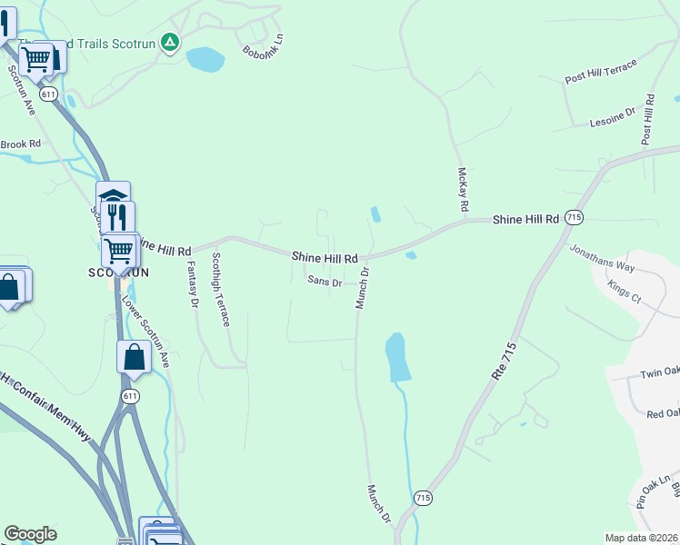 map of restaurants, bars, coffee shops, grocery stores, and more near Sans Drive in Henryville
