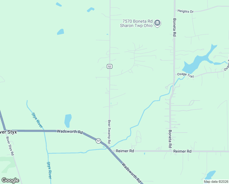 map of restaurants, bars, coffee shops, grocery stores, and more near 7821 Bear Swamp Road in Wadsworth