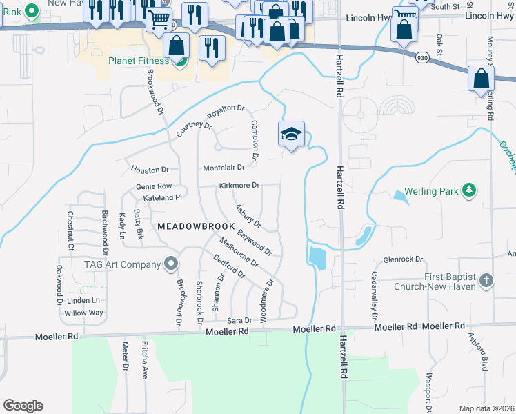 map of restaurants, bars, coffee shops, grocery stores, and more near 1226 Braeburn Drive in New Haven