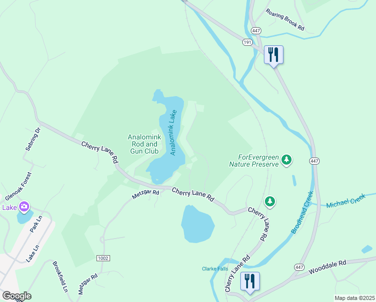 map of restaurants, bars, coffee shops, grocery stores, and more near 149 Clark Road in East Stroudsburg
