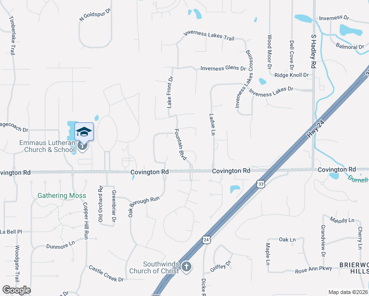 map of restaurants, bars, coffee shops, grocery stores, and more near 7938 Hidden Cove Boulevard in Fort Wayne
