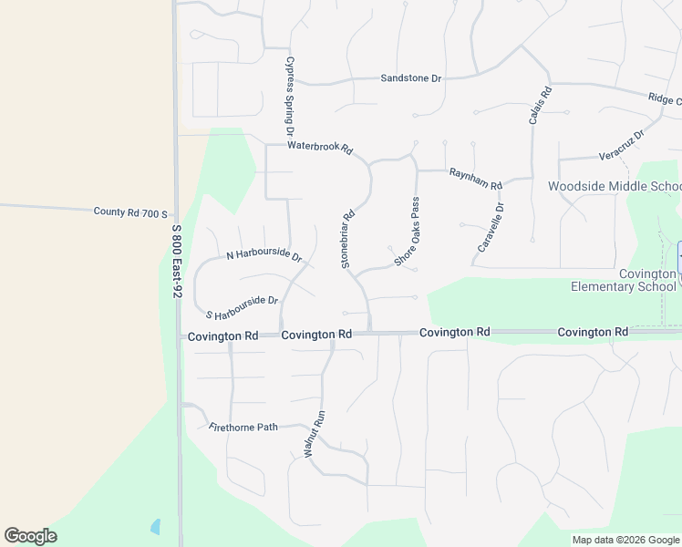 map of restaurants, bars, coffee shops, grocery stores, and more near 2500 Stonebriar Road in Fort Wayne