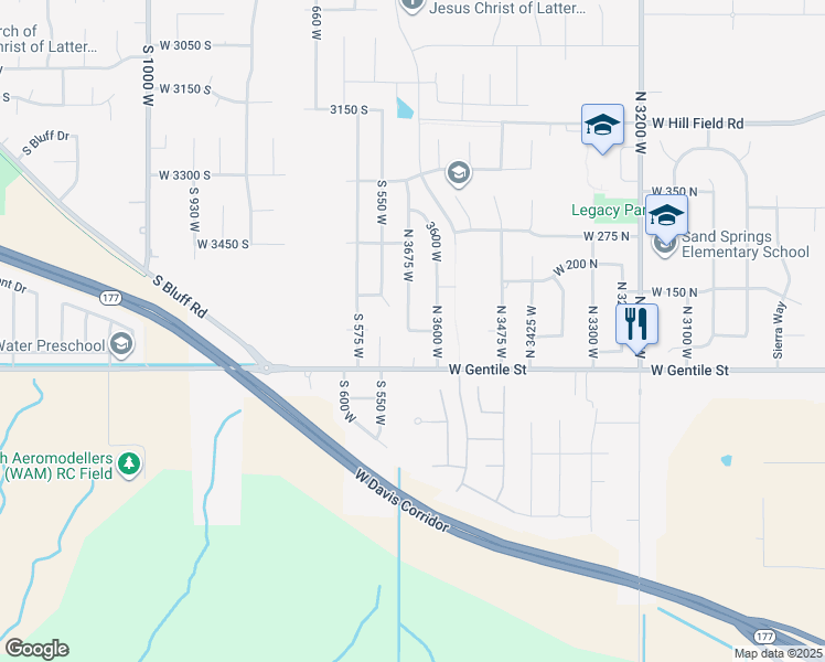 map of restaurants, bars, coffee shops, grocery stores, and more near 4618 West 75 North in Layton