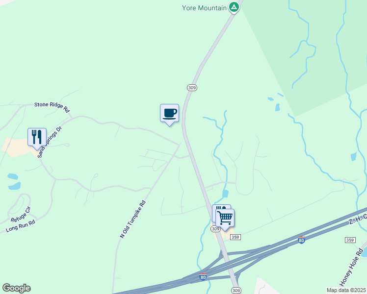 map of restaurants, bars, coffee shops, grocery stores, and more near 745 North Old Turnpike Road in Drums