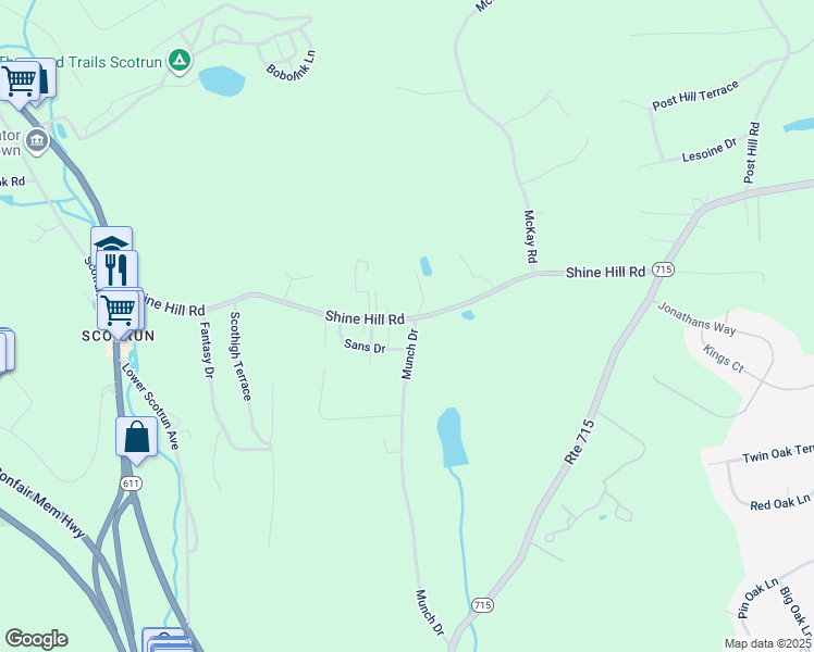 map of restaurants, bars, coffee shops, grocery stores, and more near 236 Shine Hill Road in Henryville