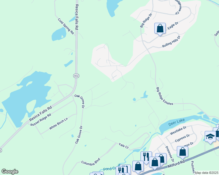 map of restaurants, bars, coffee shops, grocery stores, and more near 40 Custard Drive in East Stroudsburg