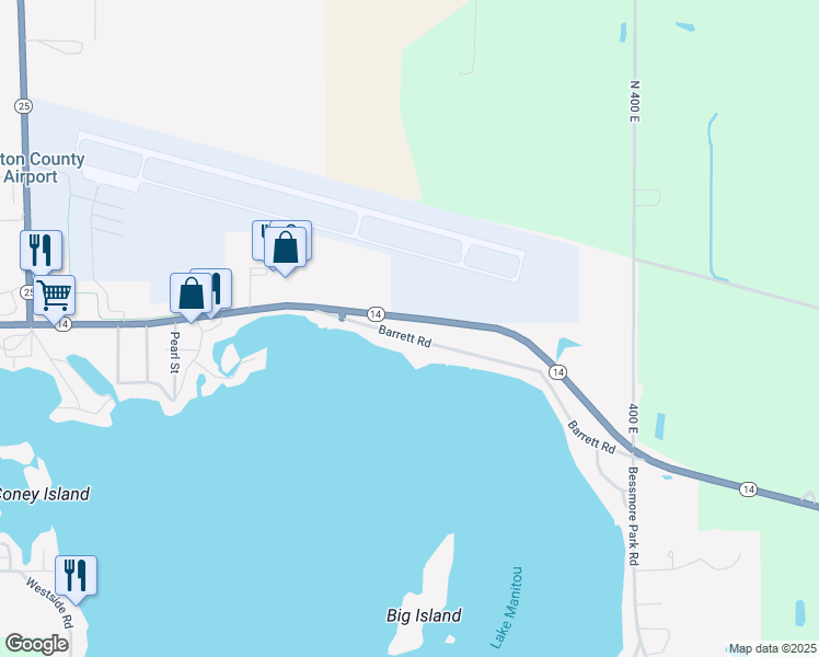 map of restaurants, bars, coffee shops, grocery stores, and more near 2616-3098 Barrett Road in Rochester