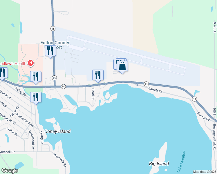 map of restaurants, bars, coffee shops, grocery stores, and more near 2200-2398 Poets Drive in Rochester