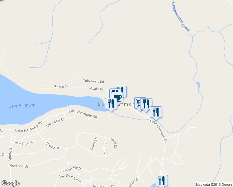 map of restaurants, bars, coffee shops, grocery stores, and more near 113 West Fern Street in Lake Harmony