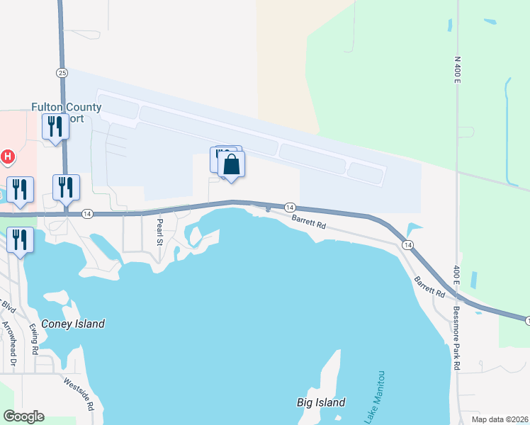 map of restaurants, bars, coffee shops, grocery stores, and more near 2111 Indiana 14 in Rochester