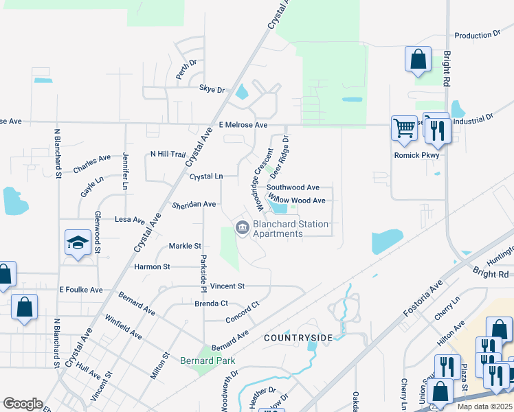 map of restaurants, bars, coffee shops, grocery stores, and more near 1859 Breckenridge Road in Findlay