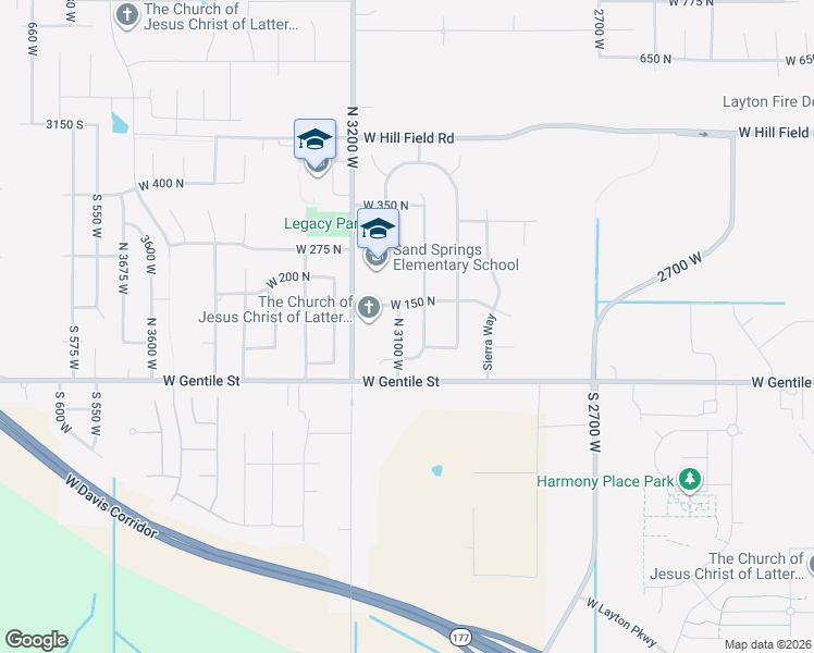 map of restaurants, bars, coffee shops, grocery stores, and more near 141 North 3100 West in Layton