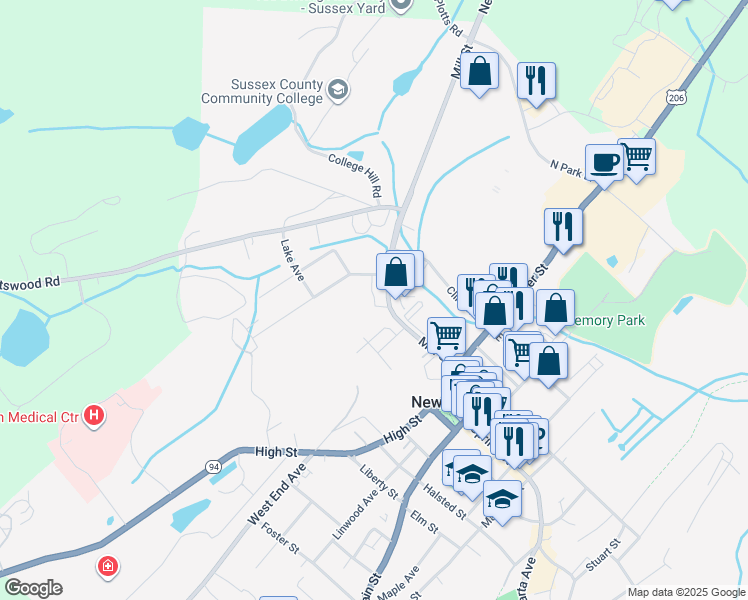 map of restaurants, bars, coffee shops, grocery stores, and more near 64 Mill Street in Newton