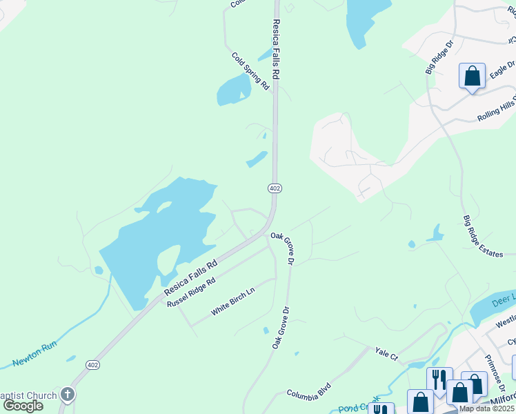 map of restaurants, bars, coffee shops, grocery stores, and more near 139 West View Circle in East Stroudsburg