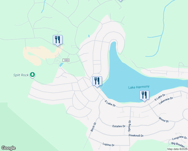 map of restaurants, bars, coffee shops, grocery stores, and more near 12 Lodge Hill Road in Lake Harmony